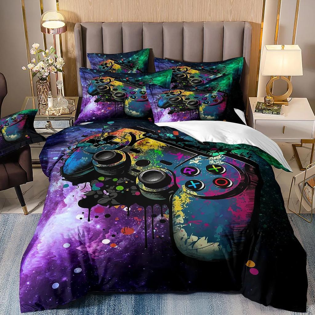 Gamer Bedding Sets For Boy Kid Gaming Duvet Cover Set Queen Video Games Comforter Cover,Playstation Designs Bed Set For Teen Men
