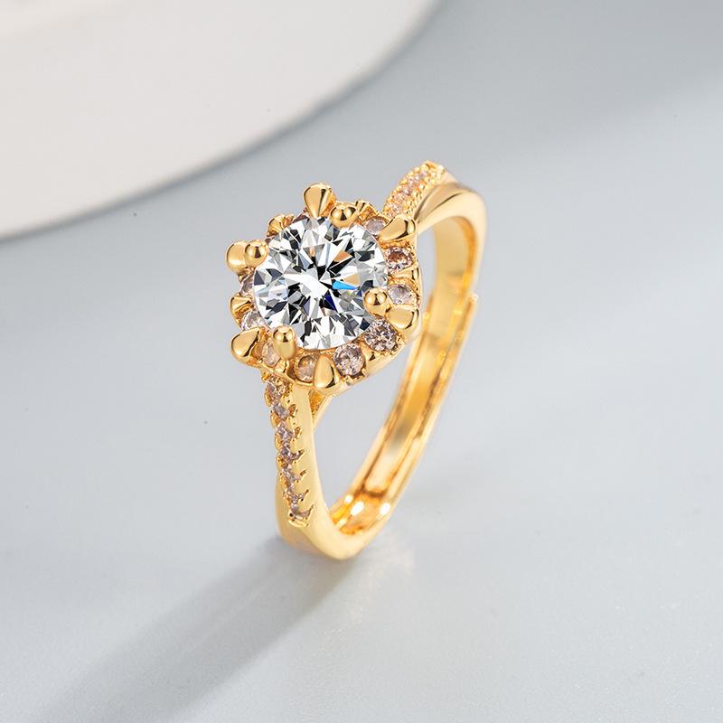 Imitation Silver Star Weave Moissanite Ring: One Carat Adjustable Twisted Arm Women's Jewelry