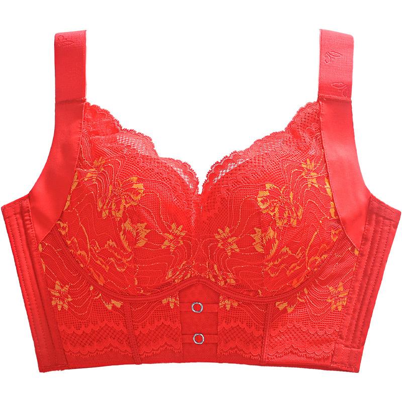 

Регулируемый бюстгальтер Женский кружевной бюстгальтер без бретелек Большой размер Тонкий собирающий бюстгальтер Сексуальное нижнее белье Бюстгальтер пуш-ап 52/120E красный