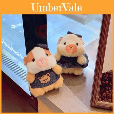 Plush Hamster Keychain With Denim Costume For Gift And Decor