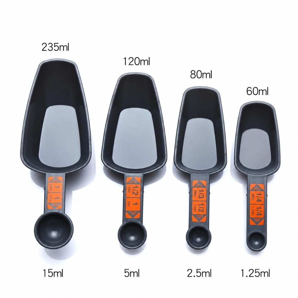 4pcs Double Ended Measuring Cups Spoons Set with Scale Coffee Measuring Spoons  Cooking
