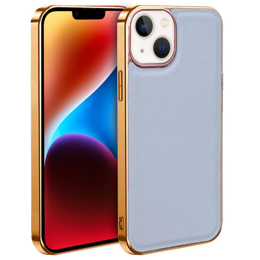 iPhone 14 Plus Case, Cowhide Leather, Gray