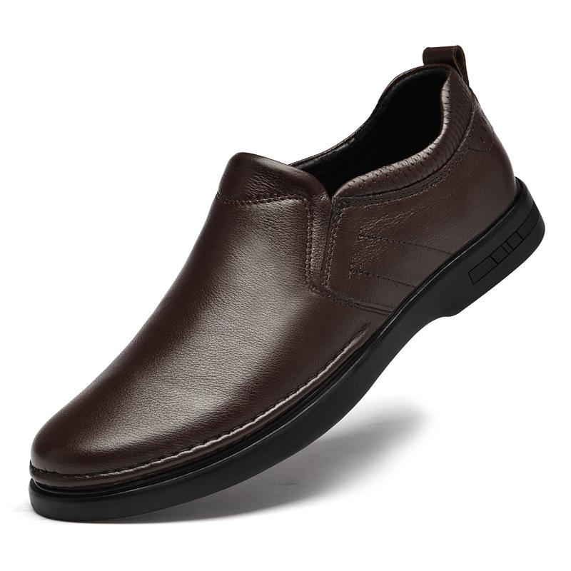 Men s Soft Sole Cowhide Leather Slip-On Business Casual Shoes 43