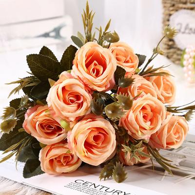 4 Pcs Fake Roses Artificial Flowers 6 Heads Silk Mini Rose Plastic Flowers Arrangement for DIY Wedding Bouquets Home Decorations Table Centerpieces