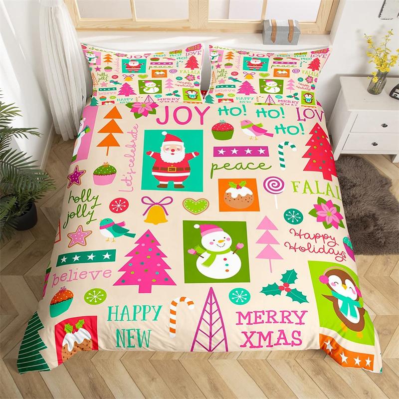 Poszwa na kołdrę bałwan choinka płatek śniegu poszwa na kołdrę kreskówkowy zestaw pościeli mikrofibra święta Bożego Narodzenia Nowy Rok prezent zestaw do łóżka
