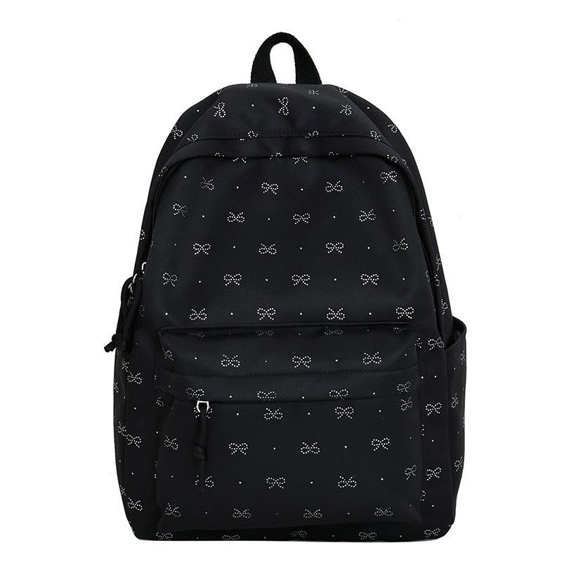 Schoolbag Korean Version of Girl Heart Bow Backpack College Style Junior High School Student Schoolbag Large Capacity Simple Versatile Backpack