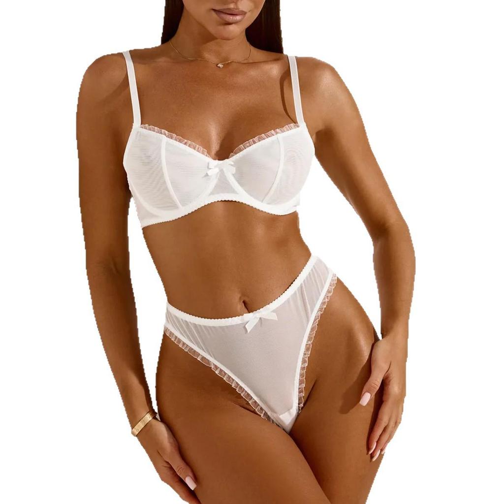 Ultra-Thin Mesh See-Through Lingerie Set - Minimizes Big Bust Appearance