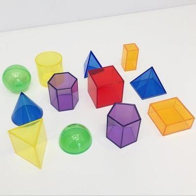 12pcs Transparent building blocks three-dimensional geometric cognitive children s space teaching aids thinking shape cube round