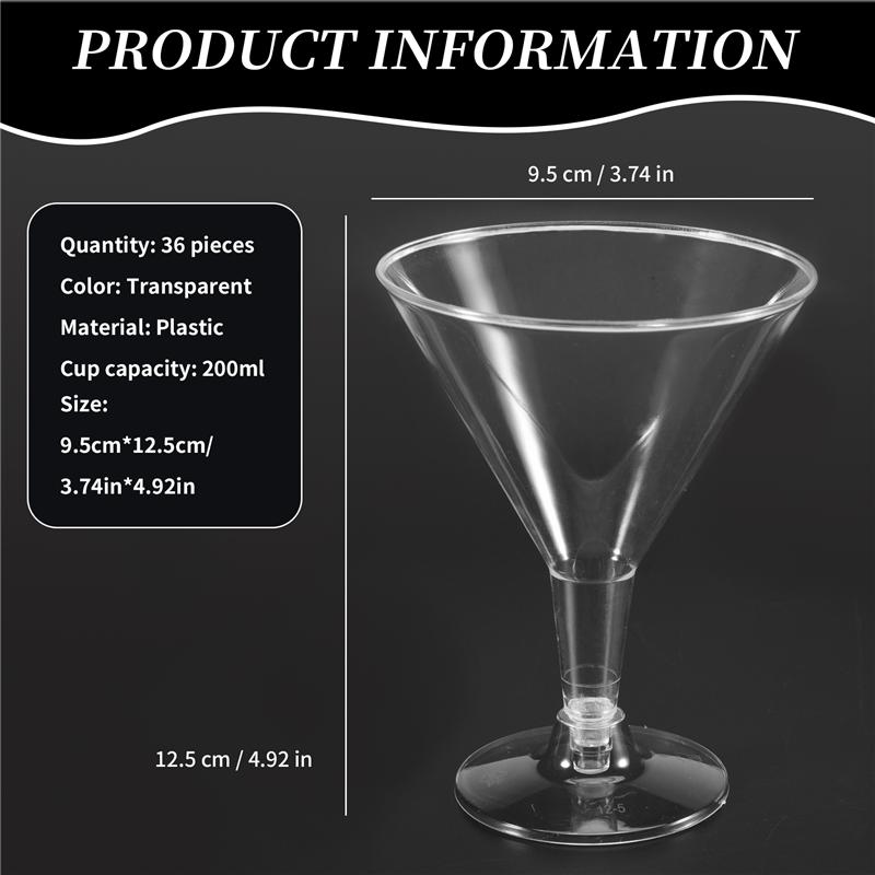 Good-Plastic Martini Glasses, Clear Wine Glasses Reusable Party Cups Dessert Cups For Cocktail Champagne Flutes Dessert