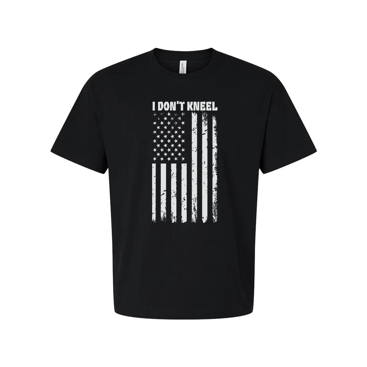 I Don t Kneel American Flag Graphic T Shirt Unisex Distressed Patriotic Tee For L