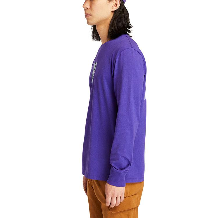 Timberland Outdoor Casual Letter Print Crew Neck Long Sleeve T-Shirt Men Tops Dark-Blue A22HA-A03
