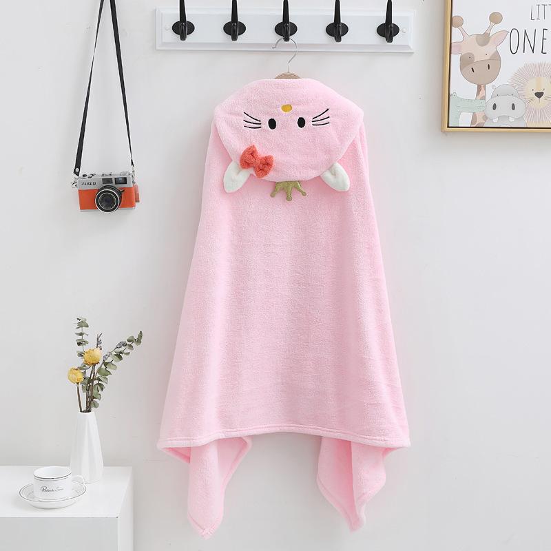 Children's Cartoon Bathing Hooded Oversized Baby Embroidered Bathrobe