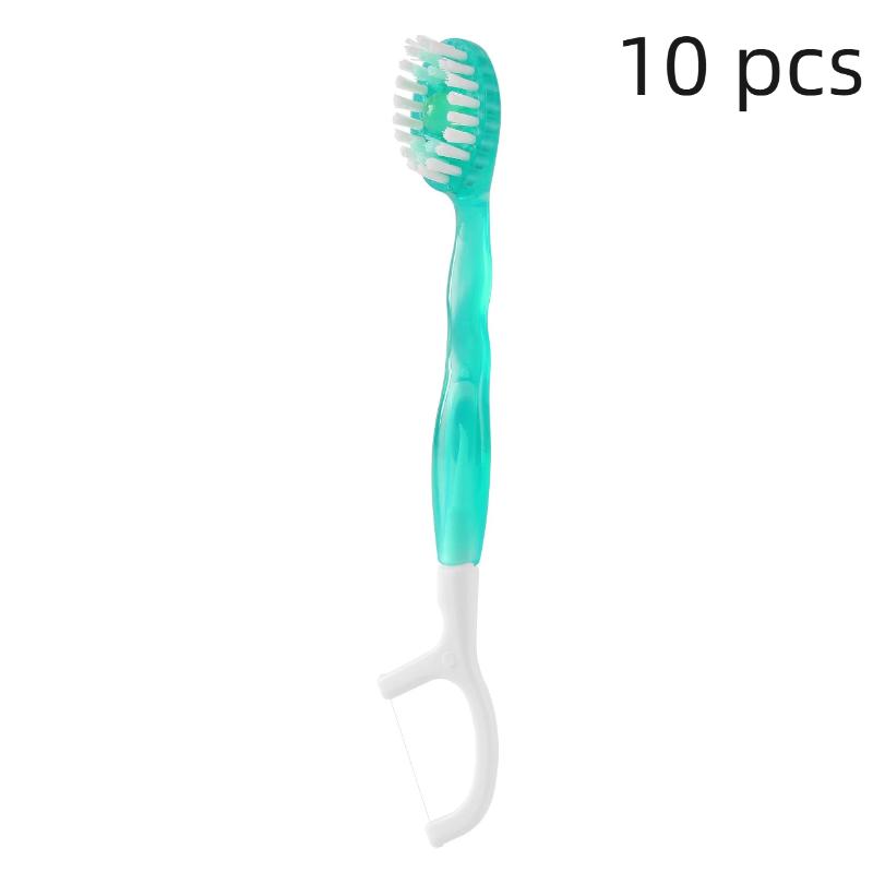 10Pcs 4 Flavors Explosive Bead Disposable Toothbrush Travel Toothbrush Set With Dental Floss Mini Toothbrush Separate Packaging