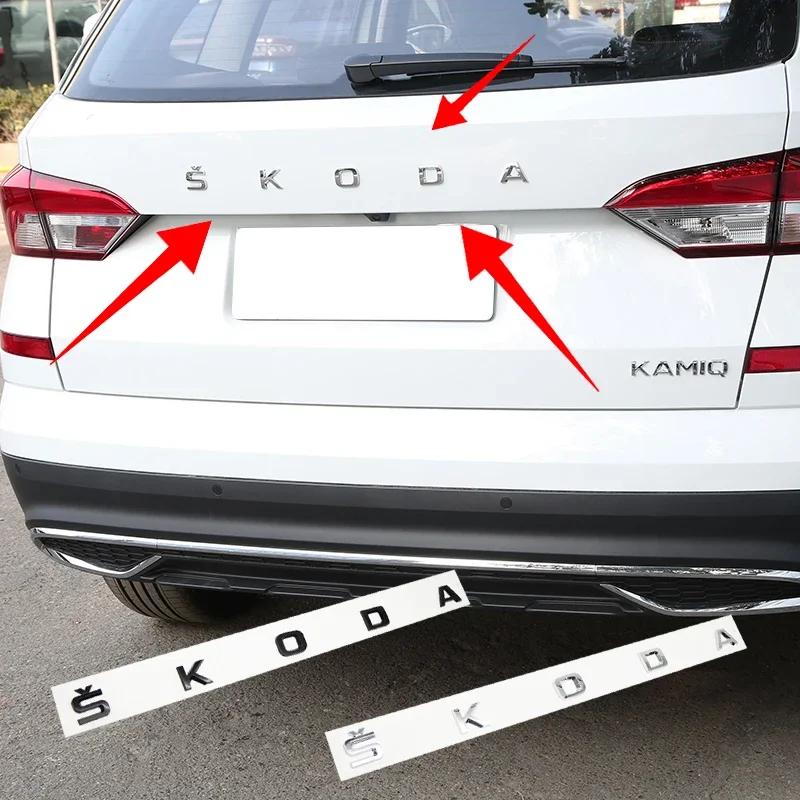AAAAR1 3D ABS Car Rear Emblem Trunk Badge Sticker for Skoda Octavia Kodiaq Karoq Superb Rapid Fabia Kamiq Yeti Letter Logo Accessories