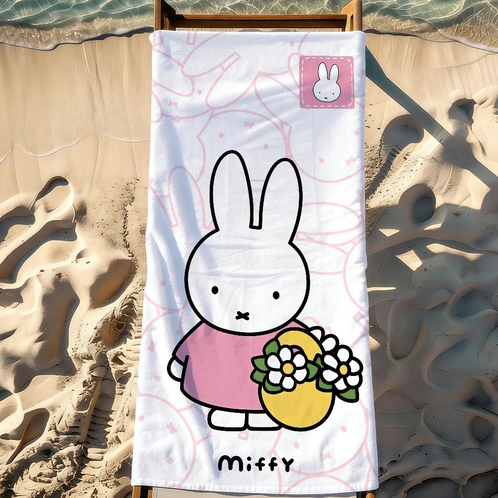 Cute M-Miffy-S Rabbit Kawaii Towel Sports Quick Dry Travel Camping Gear Sandproof Soft Light Large Beach Towel