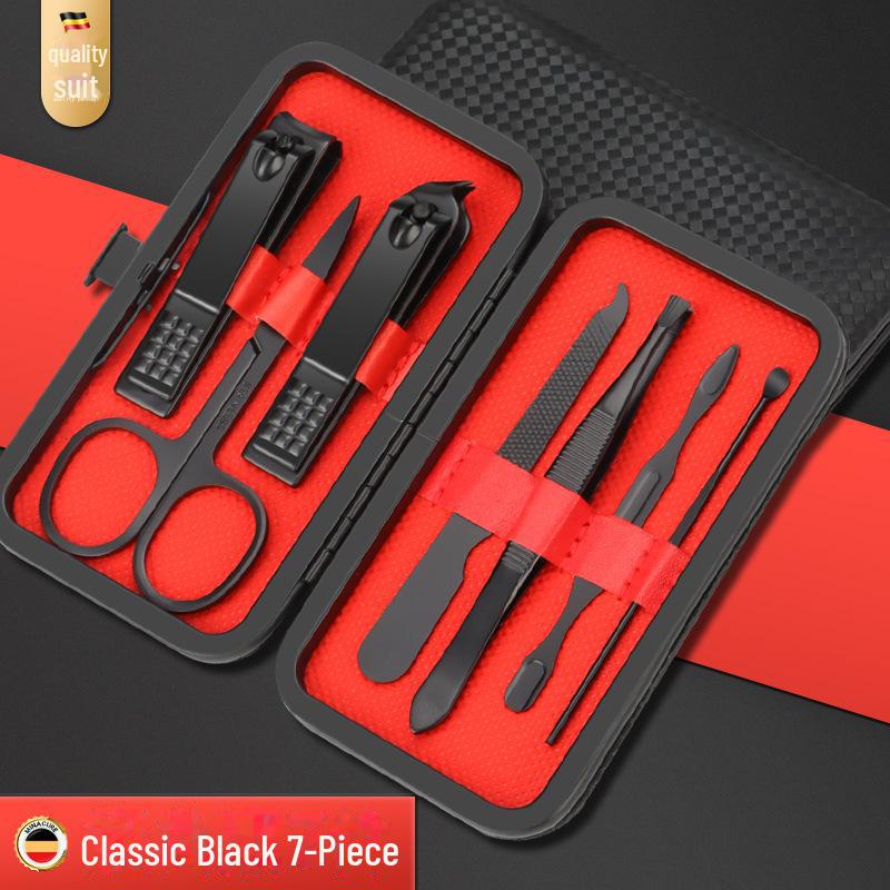 

Мужской маникюрный набор из нержавеющей стали: Большой, Портативный Набор Ножниц для Ногтей 7-piece set красный/чёрный