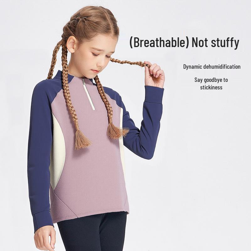 25 New Girls' Long-Sleeve Color-Block Sport T-Shirts - Fashionable Spring/Autumn Casual Basics