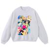 Vintage Anime Print Oversized Cotton Hoodie Teens Unisex Streetwear Fall Winter Casual Sweatshirt