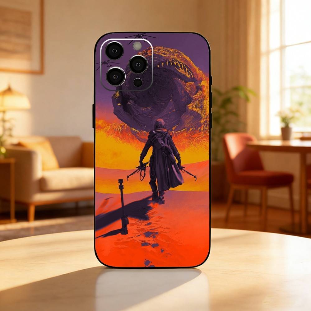 D-Dune Movie Phone Case For iPhone17,16,15,14,13,12 Plus,Max Soft Silicone Black Cover iPhone12PROMAX