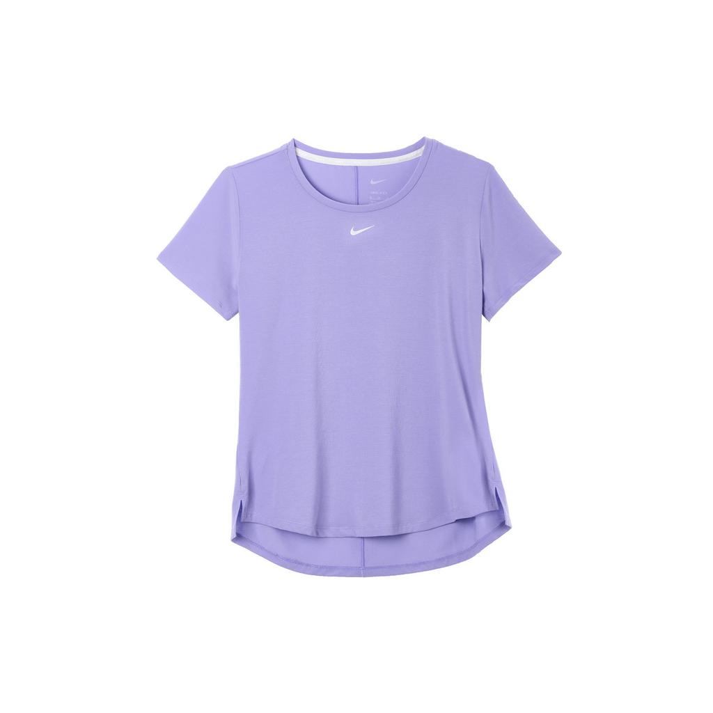 Nike Dri-Fit One Luxe Solid Logo Crew Neck T-Shirt Women Tops Purple DD0619-567