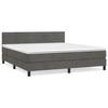 3141372 vidaXL Lit à sommier tapissier et matelas Gris foncé 160x200cm Velours