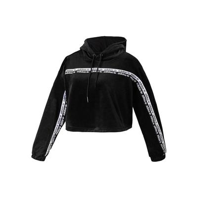 Originals Clover Logo Print Cropped Hoodie Women Tops Black GI1117