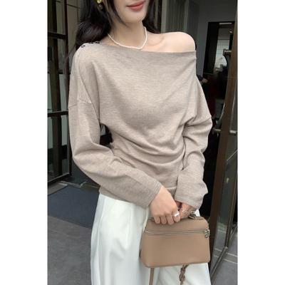 Elegant One-Shoulder Knit Top for Women - Autumn/Winter 2025 Collection, Perfect for Layering