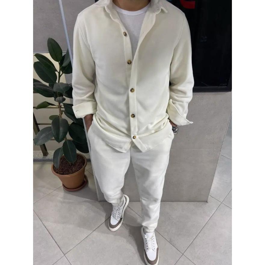 Мужской теплый двухпредметный комплект Модная спортивная и повседневная одежда Комплект для тренировок Мужская одежда Мужской спортивный комплект XXXL белый