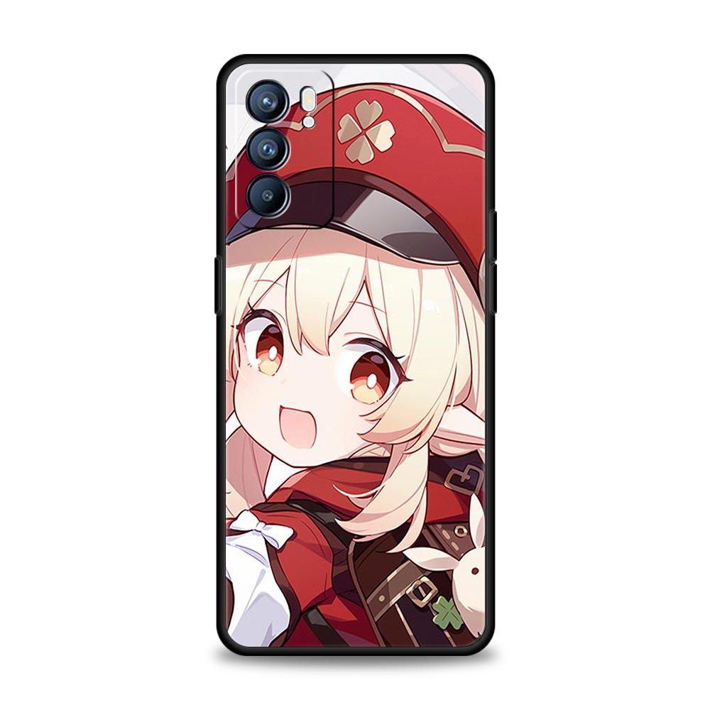 Genshin Impact Game Phone Case For Oppo A54 A53 A52 A9 2020 A15 A95 A16 A76 A74 A12 Find X5 Reno7 Reno6 Pro Plus 5G Black Cover