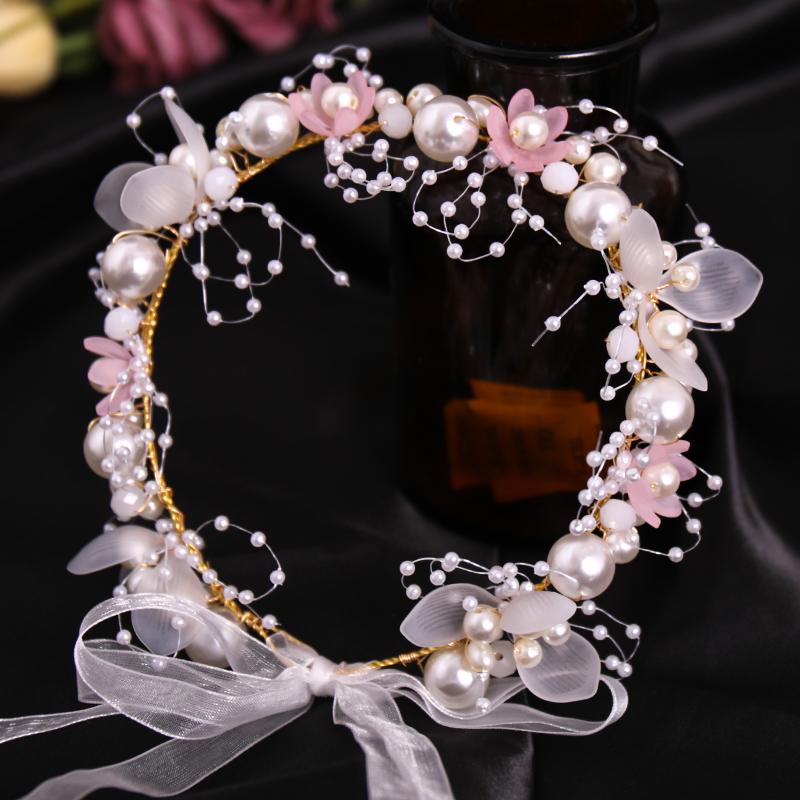 Pearl Flower Headband Bridal Headdress Wedding Crown Fashion The Wreath Bracelet Band Tiaras Crystal Headpiece Hair Jewelrys