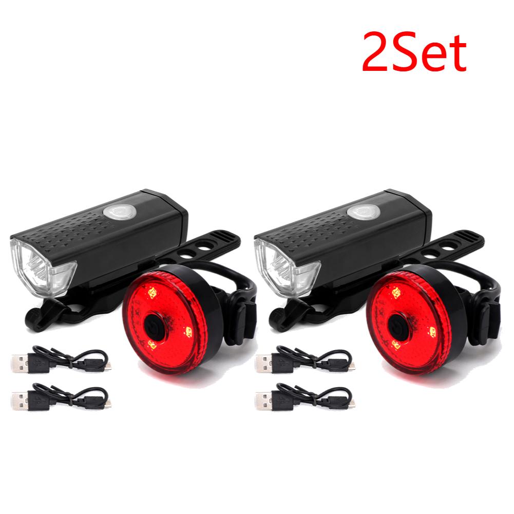 2-10 Set Bike Tail Light Headlight 3 Modes LED Riding Warning IPX4 Waterproof Rechargeable Cycling Accessories Outdoor Cycling