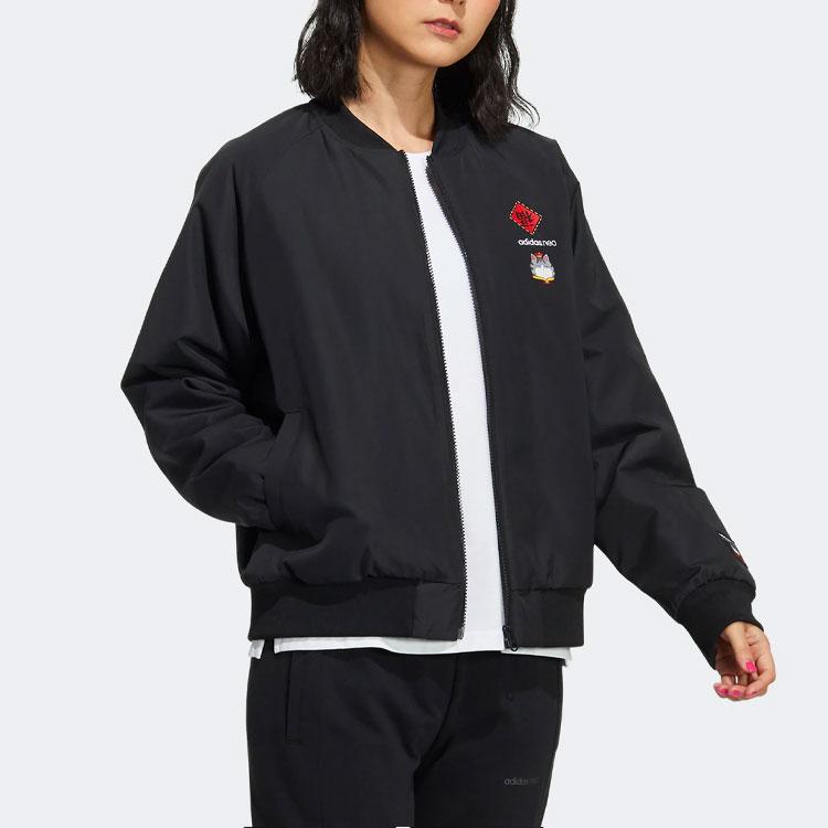 Adidas Neo Cny Series W Cny Ww Pd Jacket Casual Printed Sports Cotton Coat Winter Women Jacket Black GS5185
