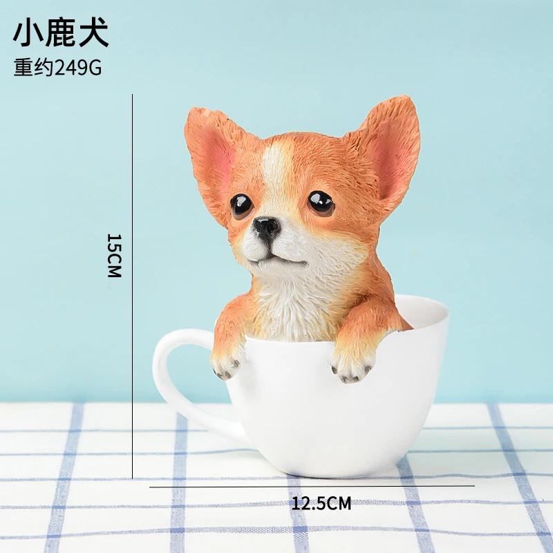 Home Decoration Cute Resin Dog Table Living Room Decoration Tea Cup Simulation Dog on Desk resin dog statues cute dog home deocr