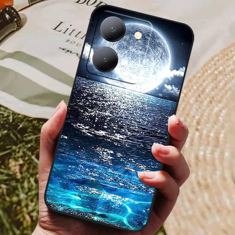 Para Capa Vivo Y36 5G Capa Preta À Prova de Choque Silicone Macio Capas Traseiras Para Vivo Y36 4G V2247 Capa de Telefone Y 36 5G Capa Leão Lobo