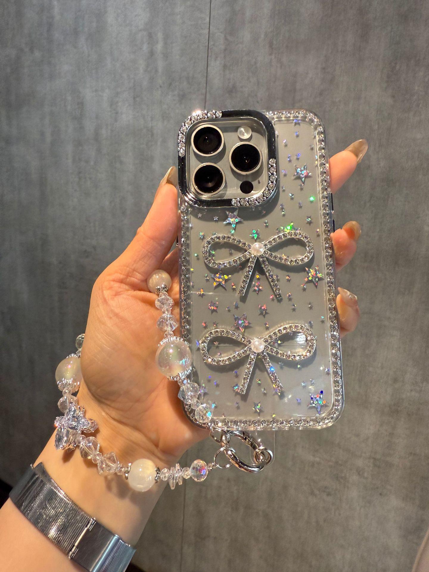 

Luxury Rhinestone Bowknot Laser Star Phone Case for iPhone 17 Pro Max & iPhone 16 – Protective Case for Women iPhone 16 Pro