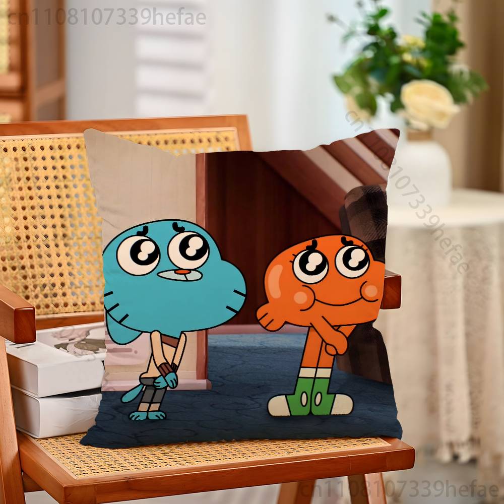 

DDarwin And GGumball Pillow Cases for Bedroom Living Room Sofa Home Decor Polyester Cushion Cover with Zipper 30x30cm