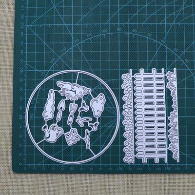 Troqueles de corte de metal para boda, plantilla para scrapbooking, manualidades, con diseño de valla de jardín, nube, pájaro, regadera, flor
