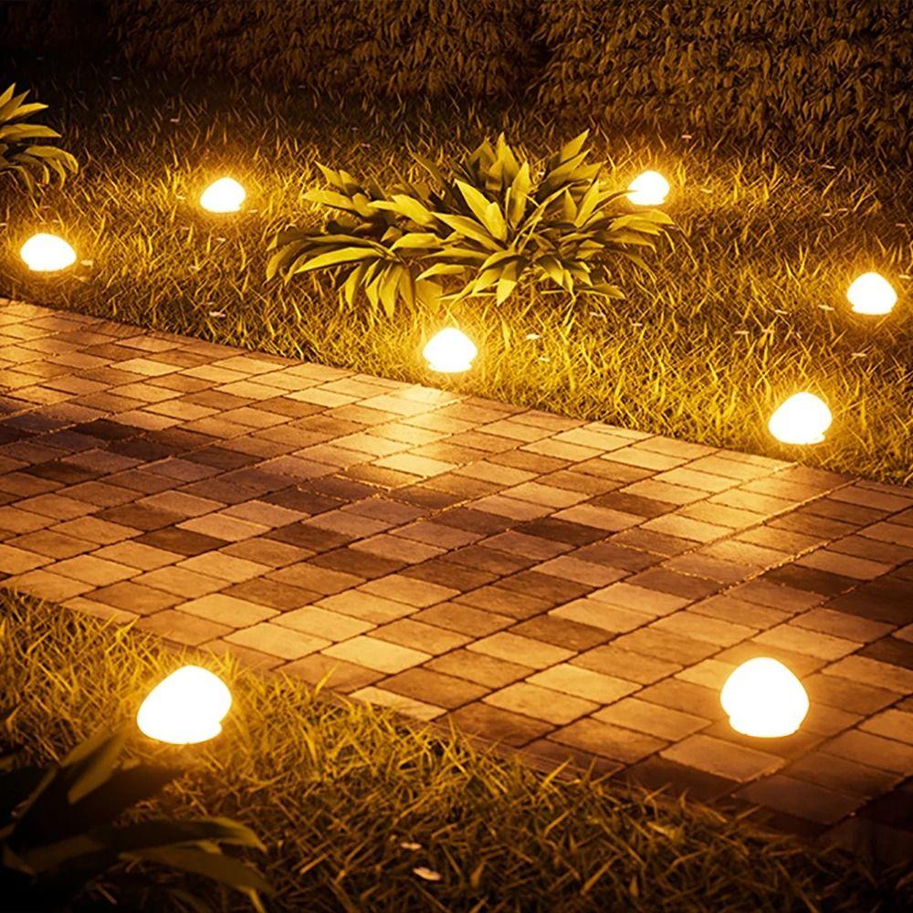 Energy Saving LED Solar Light Cobblestone Shaped Solar Lawn Lamp Creative Solar Stone Lamp  Garden