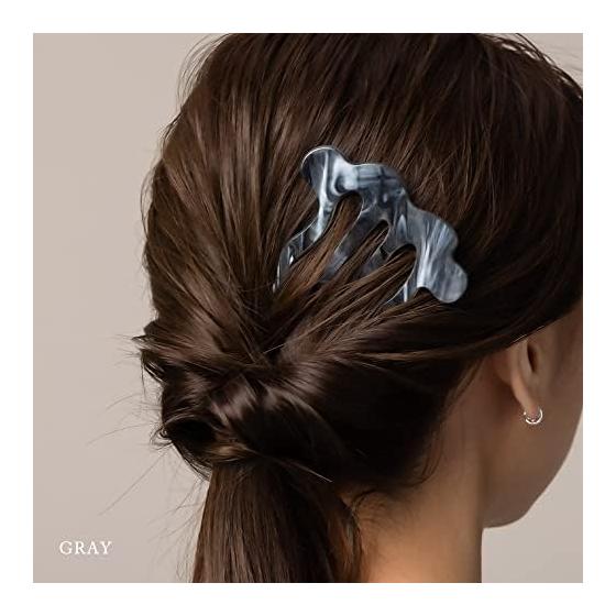 JewelVOX Marble Nuance Wave Comb Hair Accessory for Women - Stylish, Popular, Adult (Gray) Approx. W7.7xH8.5cm
