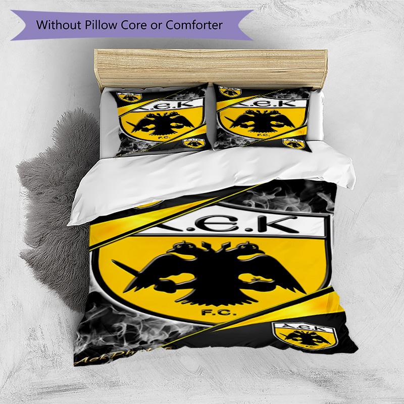 3pcs Duvet Cover Set (1*Duvet Cover + 2*Pillowcase, Without Core), AEK Athens FC Print Bedding Set, Bedroom Decor, All‑Season, Birthday Gift