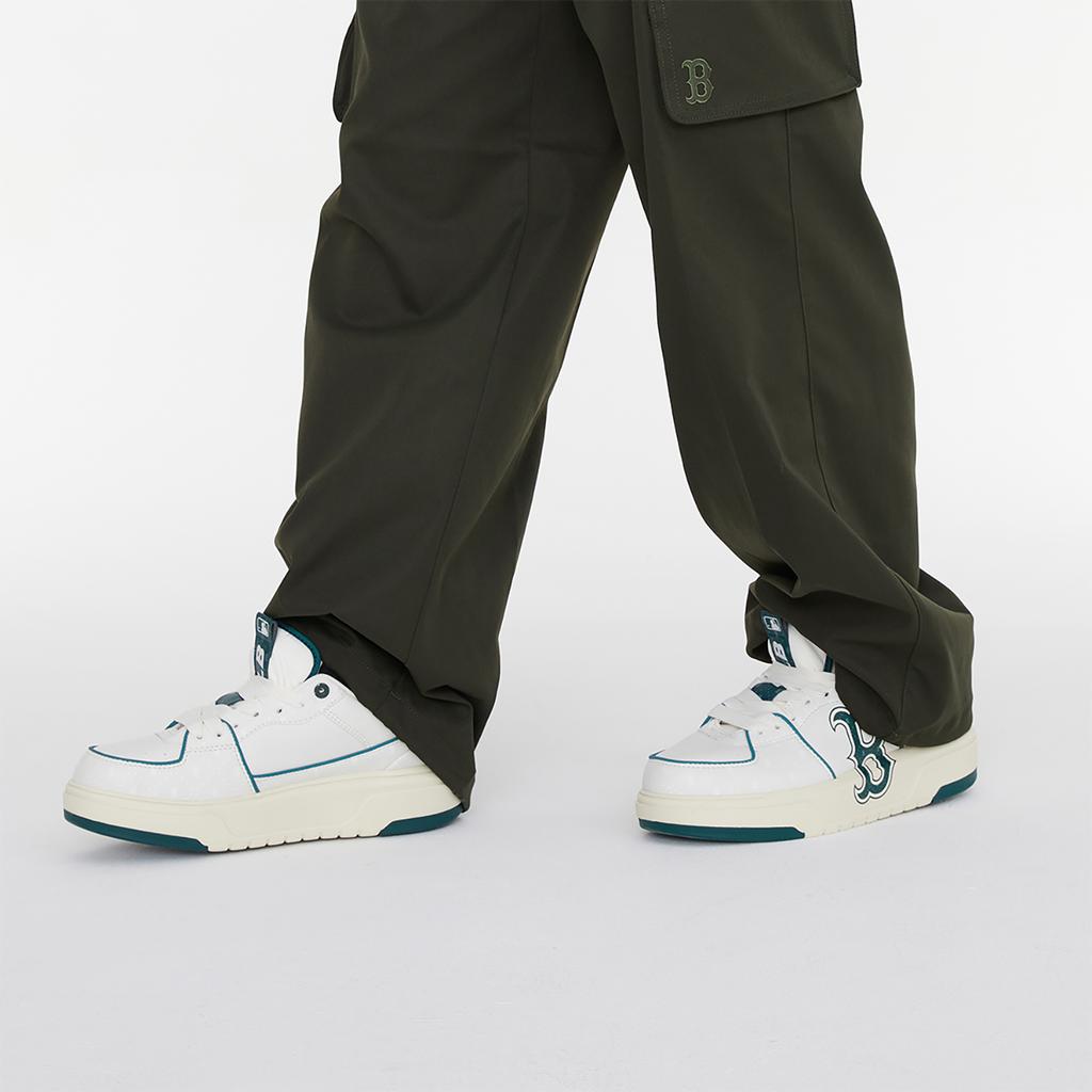 New MLB Chunky Liner Low Top Skateboard Shoes Unisex Beige Green 3ASXCBO3N-43GND