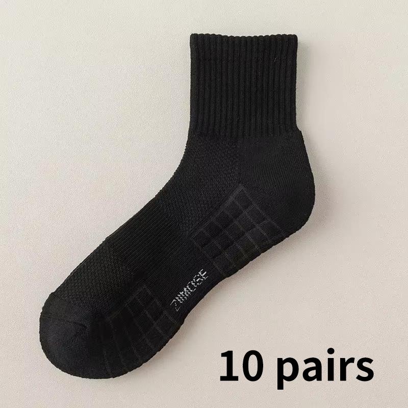 1pc 4pcs 5pcs 10pcs Socks Men's Cotton Spring Towel Bottom with Velvet Mid-tube White Stockings Thickened Sports Basketball Sock