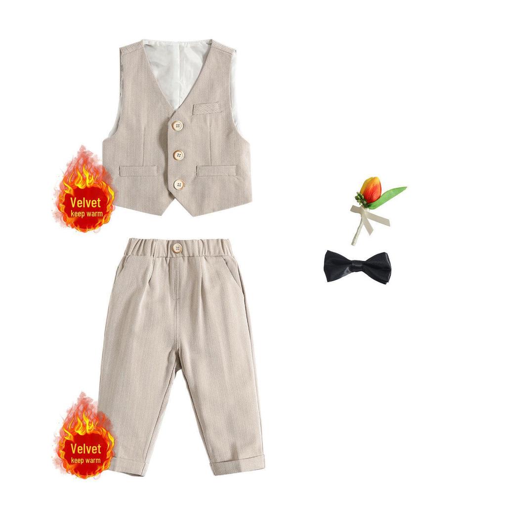 Jungen Dreiteiliger Festanzug mit Weste - Pageboy Geburtstagsoutfit