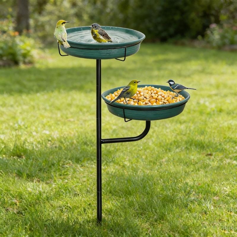 Aged Steel Flexible Bird Water Dish And Bath With Strong Base Perfect For Garden Accent