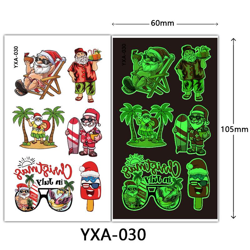 Christmas Luminous Tattoo Sticker Glowing Waterproof Sweat Cute Cartoon Holiday Party Temporary Sticker