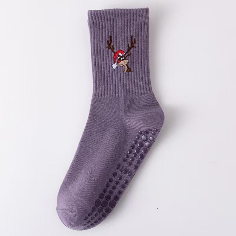 

Breathable Pilates Socks Harajuku Street Deer Embroidery Socks New Yoga Socks фиолетовый