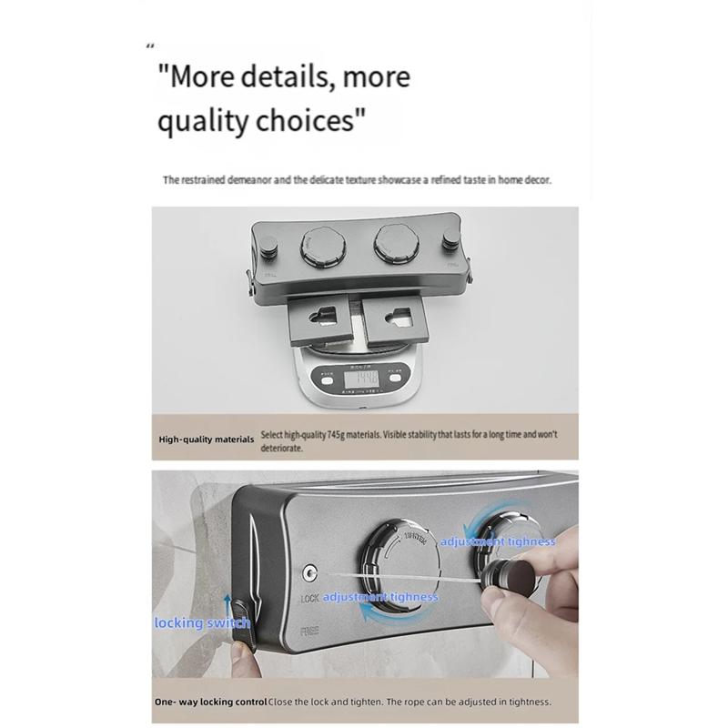 5.1 Meters Retractable Clothesline Dryer Indoor/Outdoor Bathroom Drying Rack Clothes Rack Laundry Drying Hanger Double