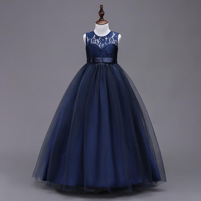 Children's Formal Lace Princess Dress with Long Puffy Skirt for Weddings