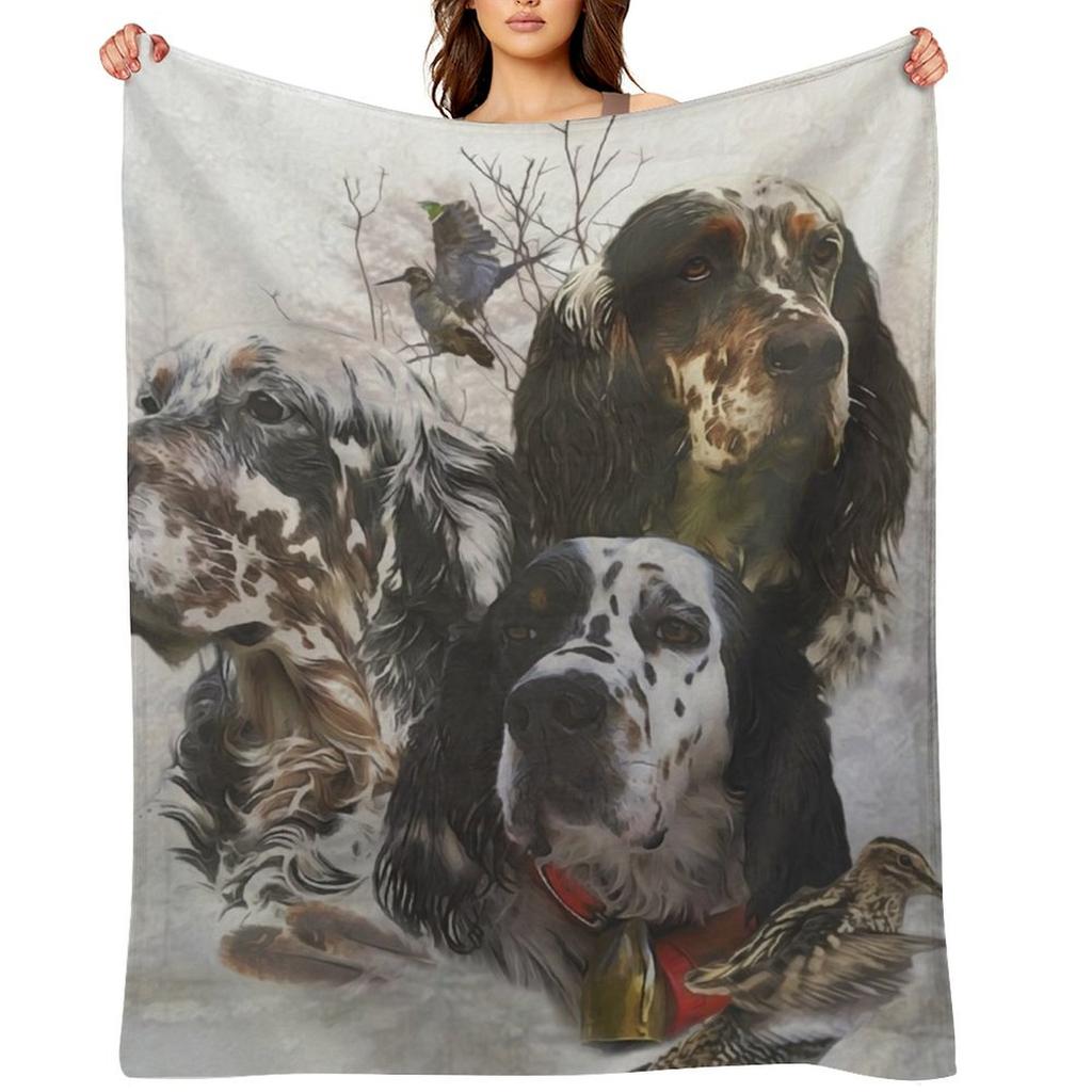 English Setter , Woodcock Hunting Season Throw Blanket Nap Softest Camping Thermals For Travel Blankets