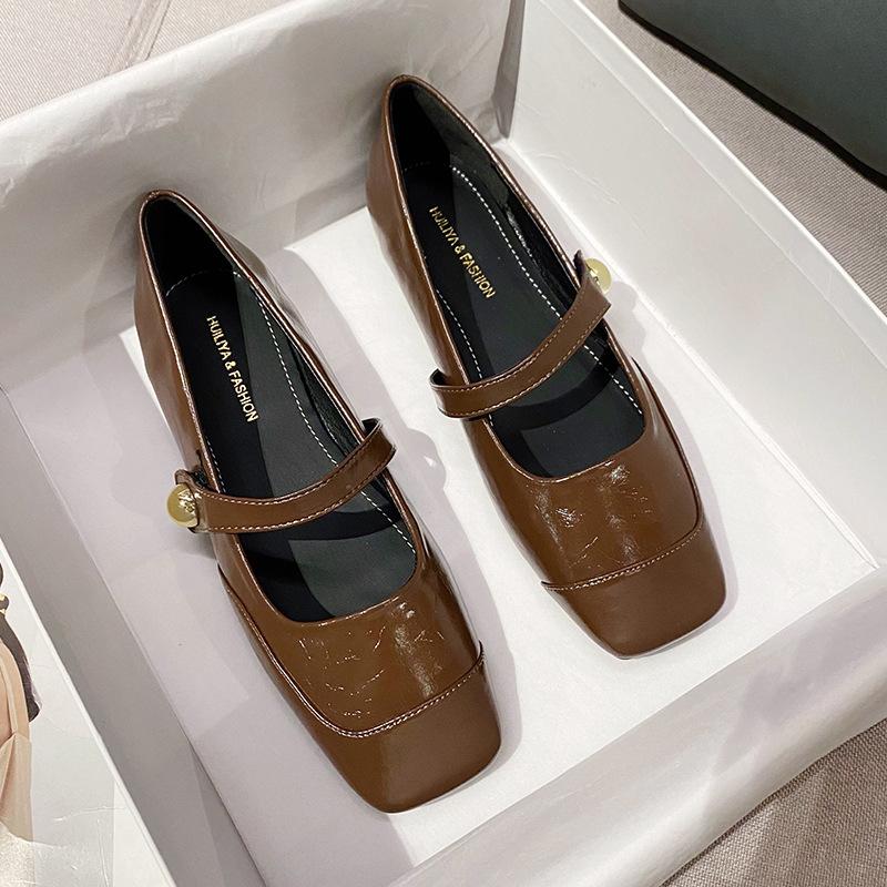 

Женские туфли Мэри Джейн с квадратным носком, одинарные туфли, женские балетки, весна и осень, коричневые, новые, темпераментные, маленькие ароматные фееричные туфли 40 коричневый